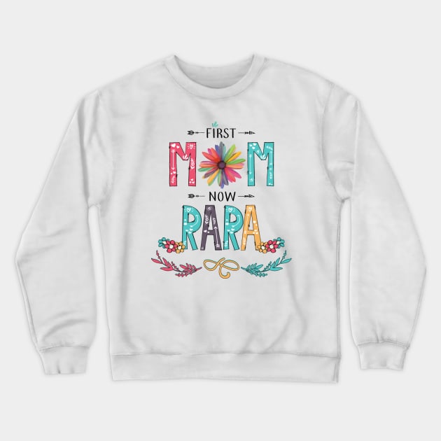 First Mom Now Rara Wildflowers Happy Mothers Day Crewneck Sweatshirt by KIMIKA